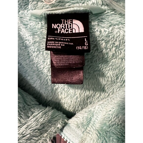 The North Face Denali Jacket Girls Size Large Green Polartec Solid Full Zip Warm - Picture 5 of 13